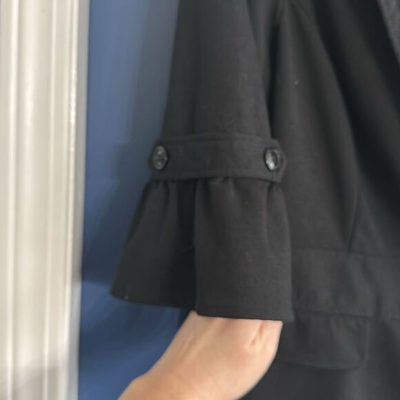 Guess Jeans Black  Blazer with Ruffle Sleeves Size L - Picture 3 of 4